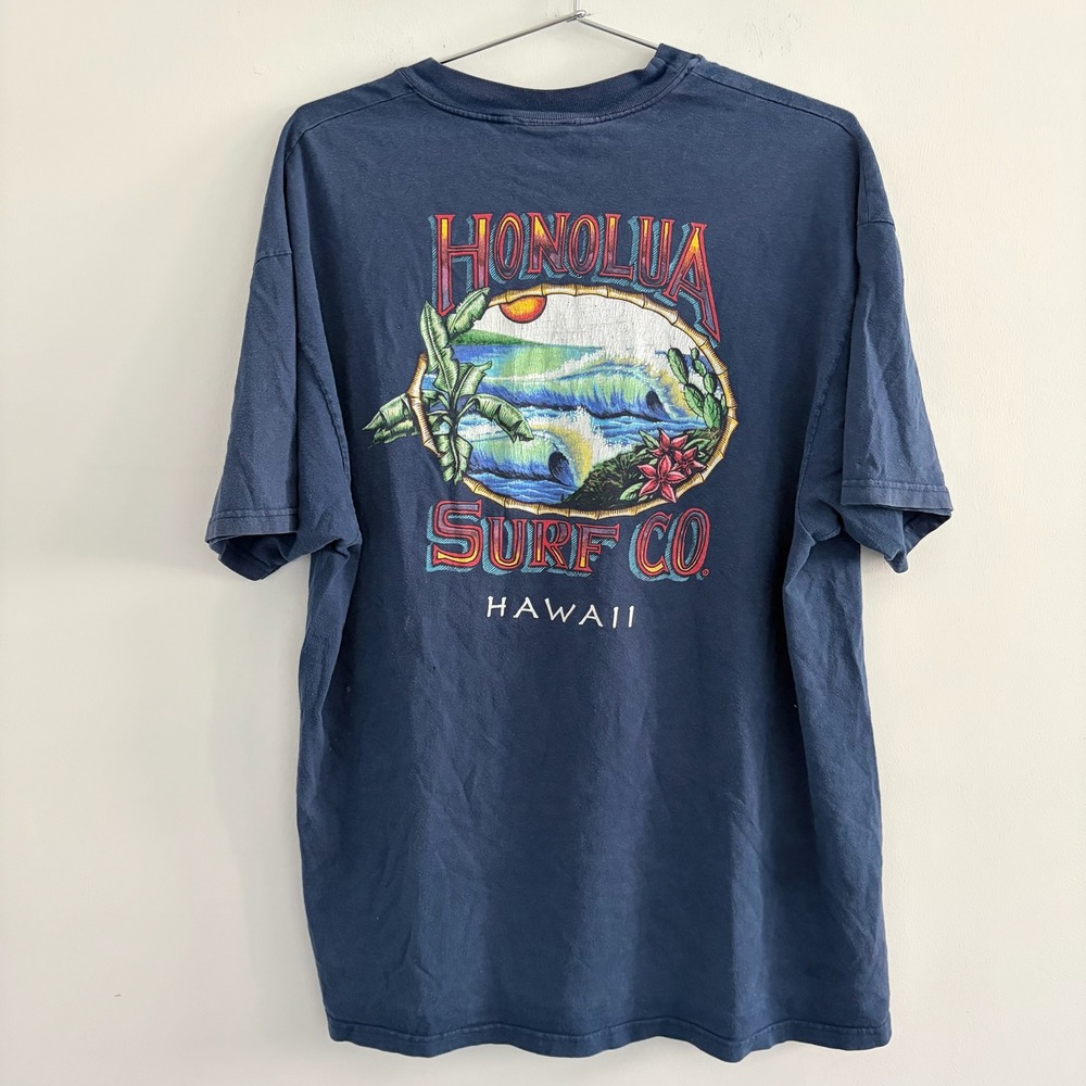 Honolua Surf Co Hawaii Graphic T-Shirt Mens XL Navy Blue Short Sleeve Cotton